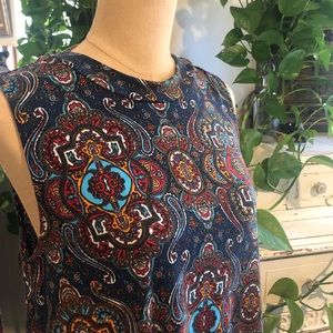Pink Rose - Boho Paisley Pattern Knit Shift Dress